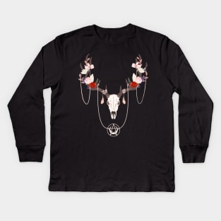 Deer Skull - Boho Skull - Witchy Decor Kids Long Sleeve T-Shirt